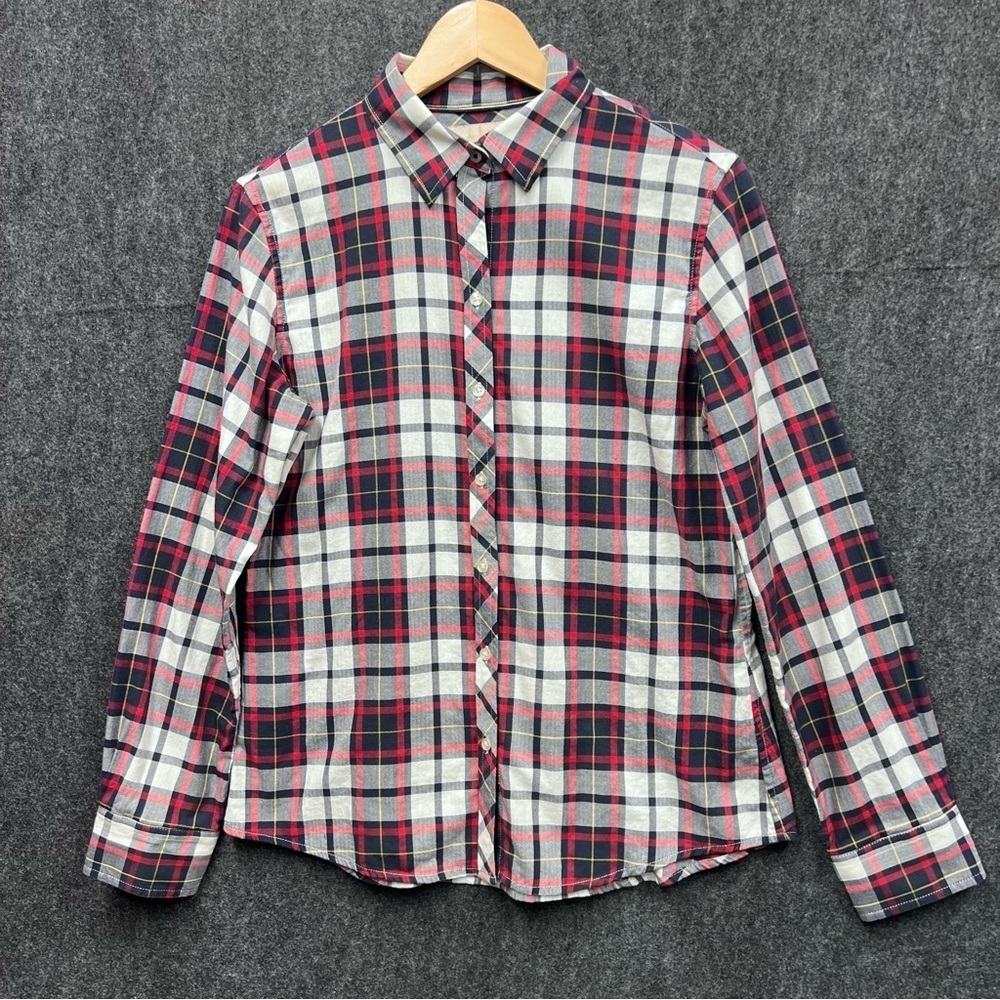 Banana Republic Red & Black Plaid Soft Wash Long Sleeve Button Up Shirt SZ MD